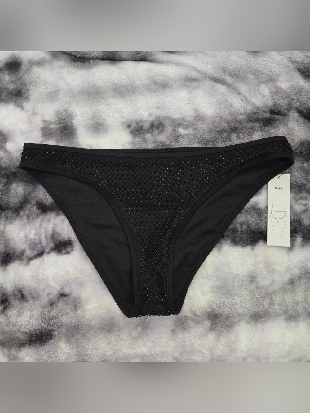 No Boundaries Faux Rhinestone Bikini Bottoms NWT Swim Black
